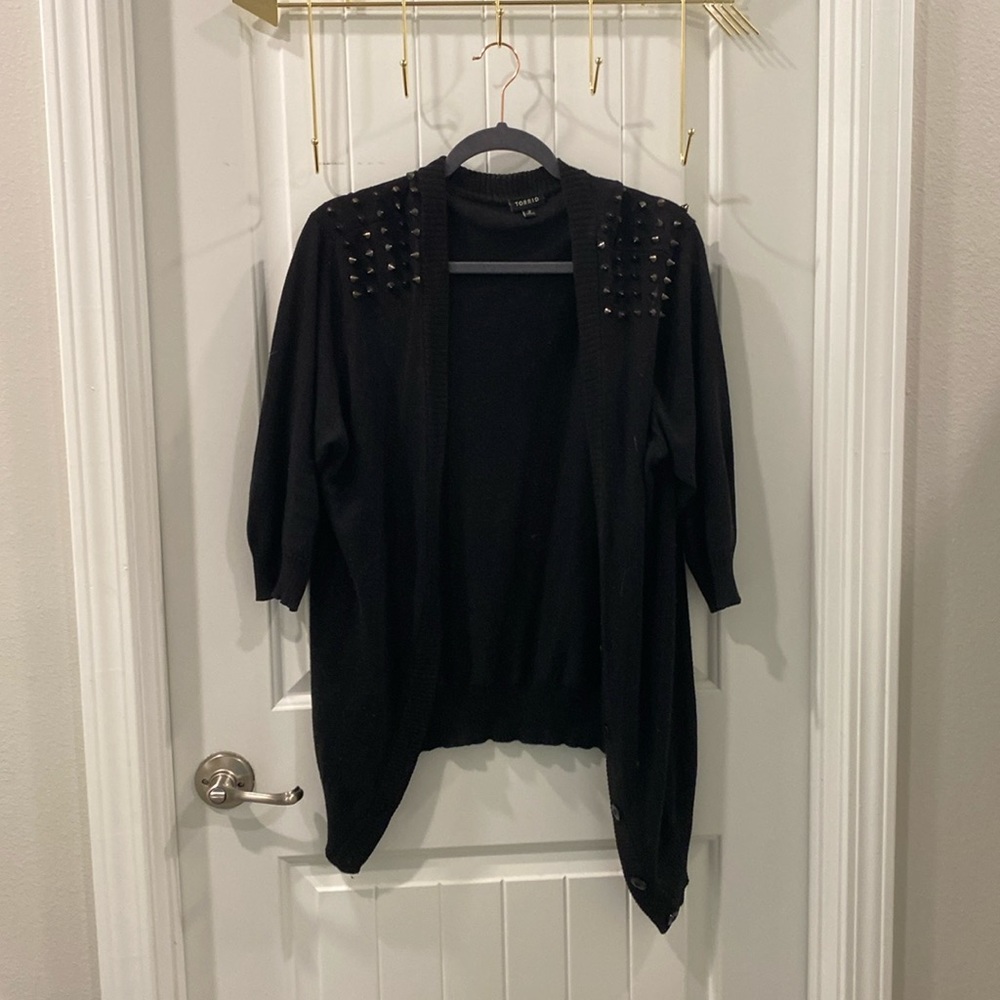 Torrid Studded Cardigan Cotton Black 2X Plus Size